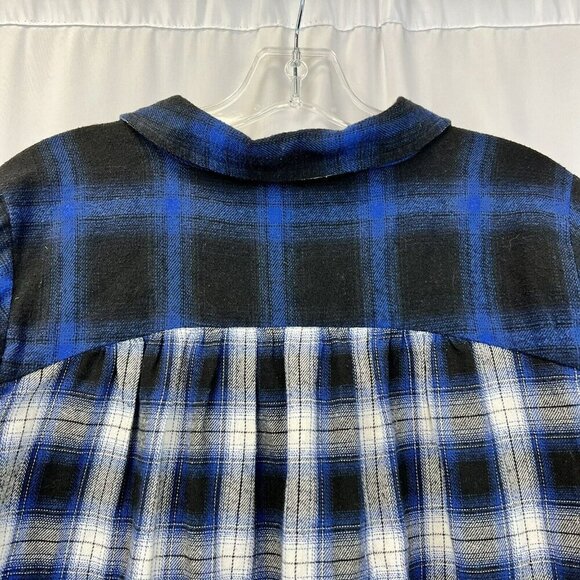 Hem & Thread Womens Button Up Multicolor Plaid Long Sleeve Top Size Medium - Picture 6 of 8